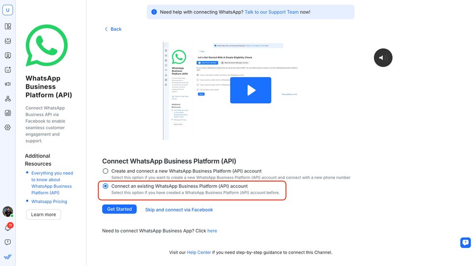 Screenshot of the respond.io Channel Setup page showing the phone number migration flow, illustrating how teams can migrate their existing WhatsApp Business API number from another provider without changing their number.