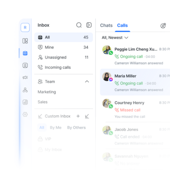 1. Call and chat in one inbox - Unify calls and chats on WhatsApp, Messenger, TikTok, Instagram, VoIP and more to see the full customer story.